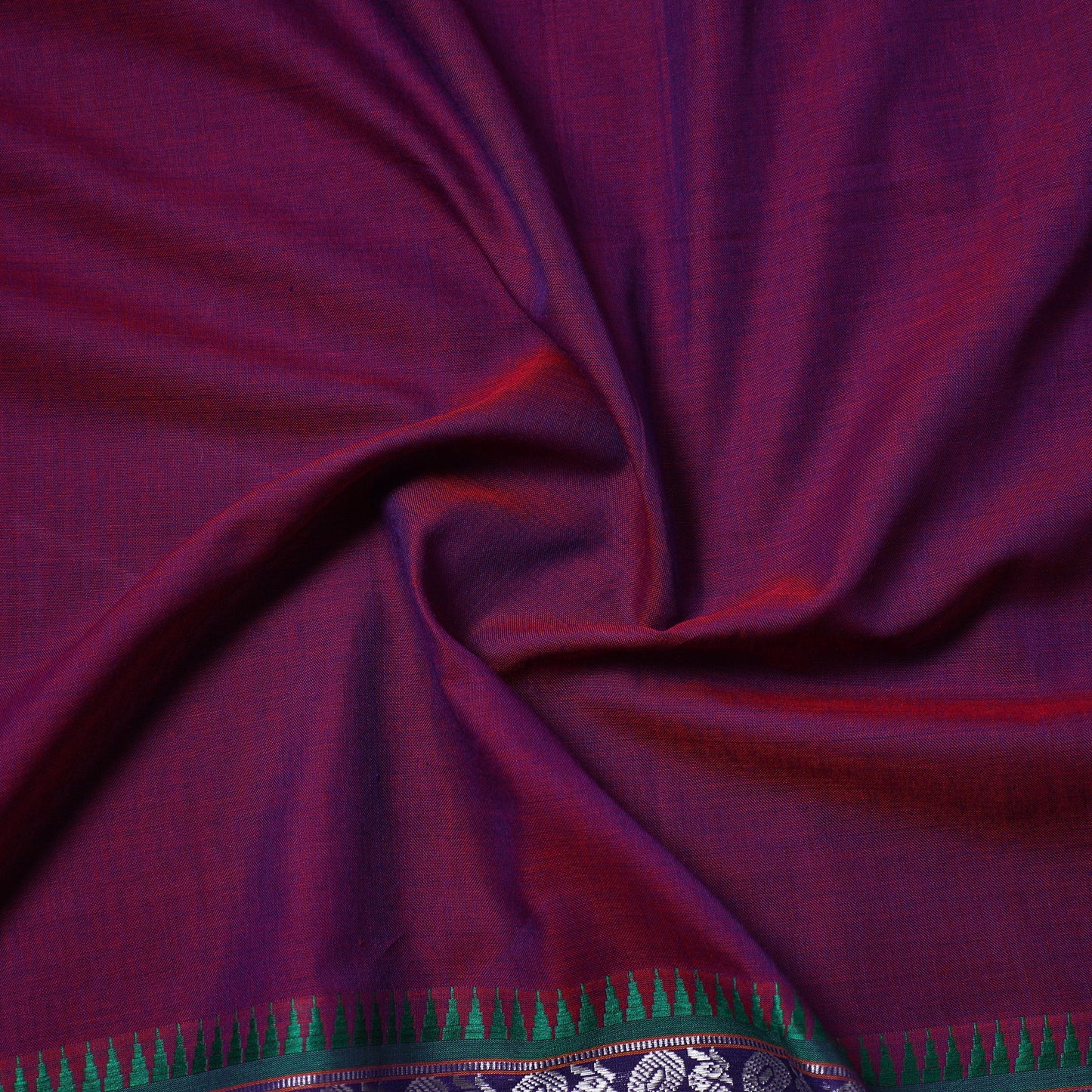 Purple - zari border dharwad cotton fabric 24 - handcrafted