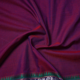 Purple - zari border dharwad cotton fabric 24 - handcrafted