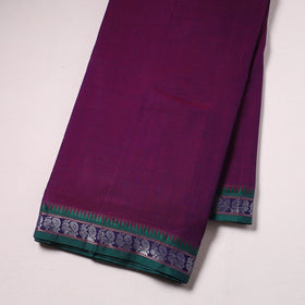 Purple - zari border dharwad cotton fabric 24 - handcrafted