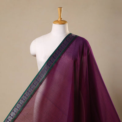 Purple - zari border dharwad cotton fabric 24 - handcrafted