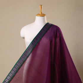 Purple - zari border dharwad cotton fabric 24 - handcrafted