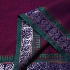 Purple - zari border dharwad cotton fabric 24 - handcrafted