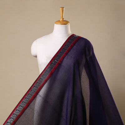Purple - zari border dharwad cotton fabric 25 - handcrafted
