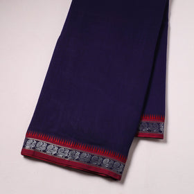 Purple - zari border dharwad cotton fabric 25 - handcrafted