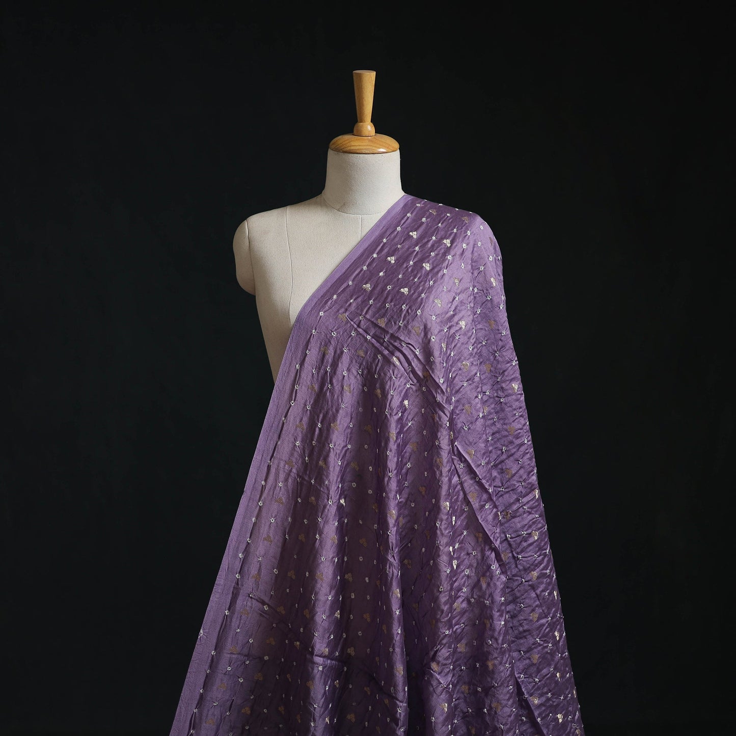 Zari buti silk tie-dye bandhani fabric 06 - handcrafted