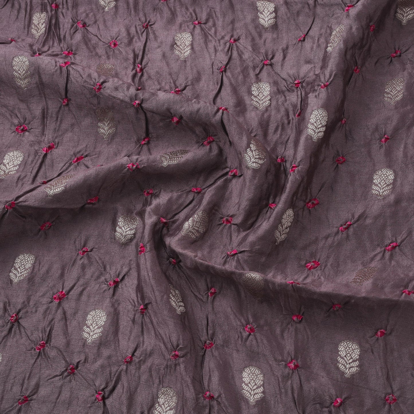 Zari buti silk tie-dye bandhani fabric 15 - handcrafted