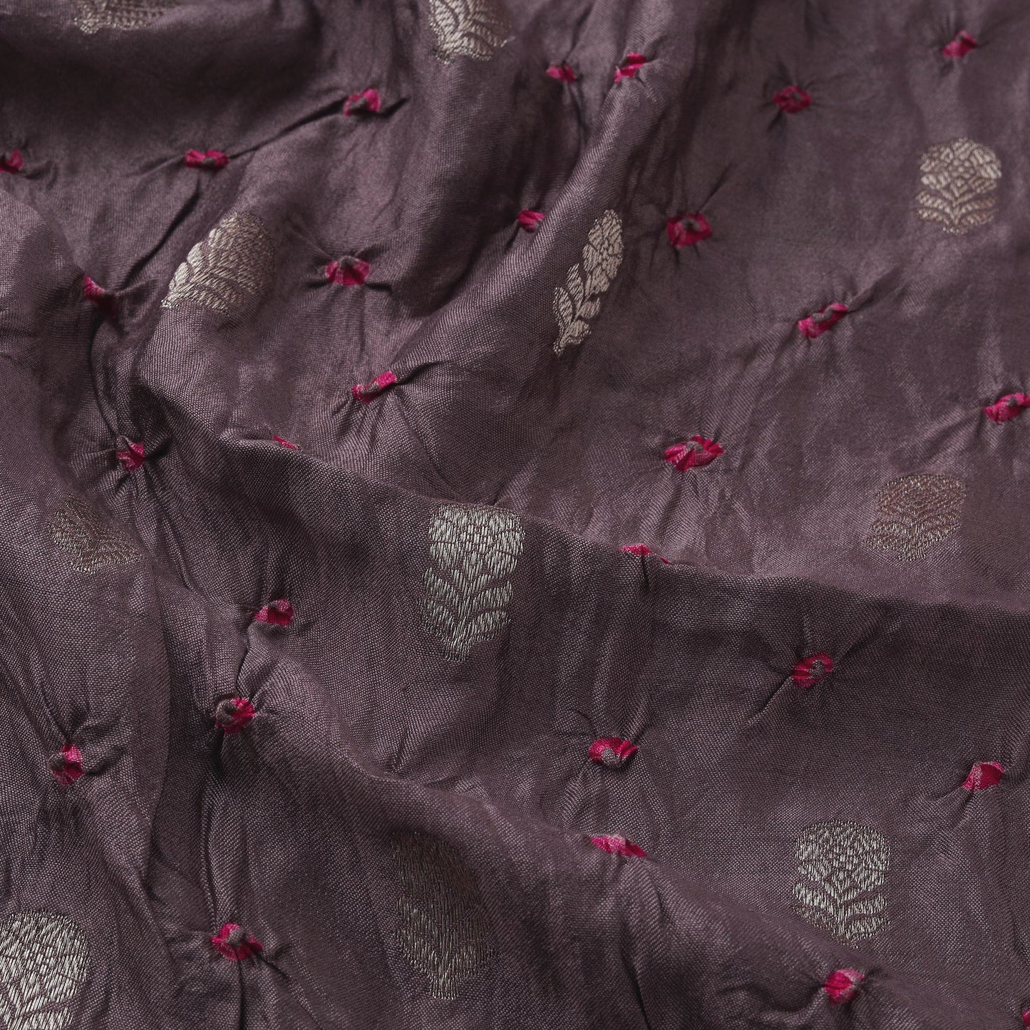 Zari buti silk tie-dye bandhani fabric 15 - handcrafted