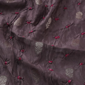 Zari buti silk tie-dye bandhani fabric 15 - handcrafted