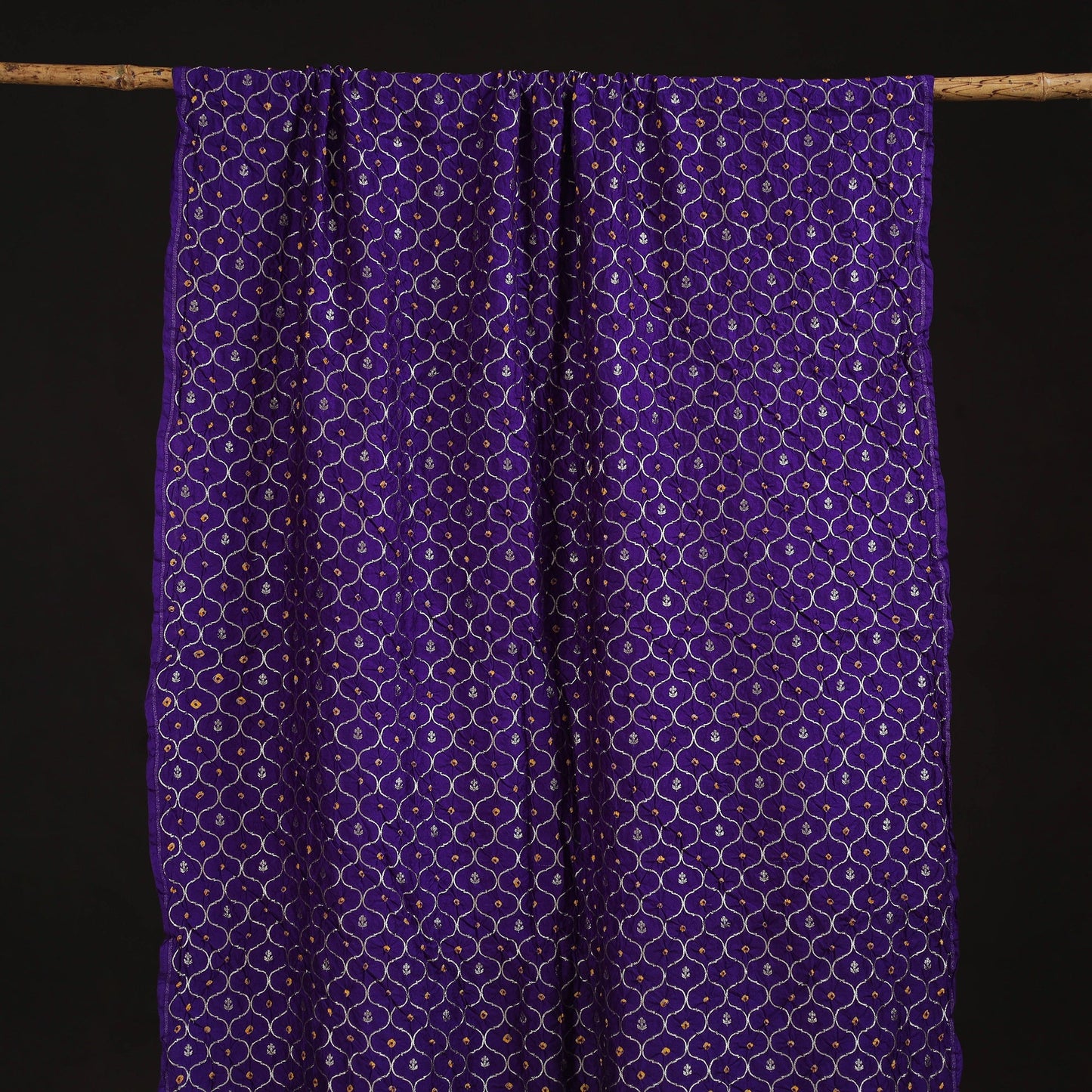 Zari work silk tie-dye bandhani fabric 41 - handcrafted