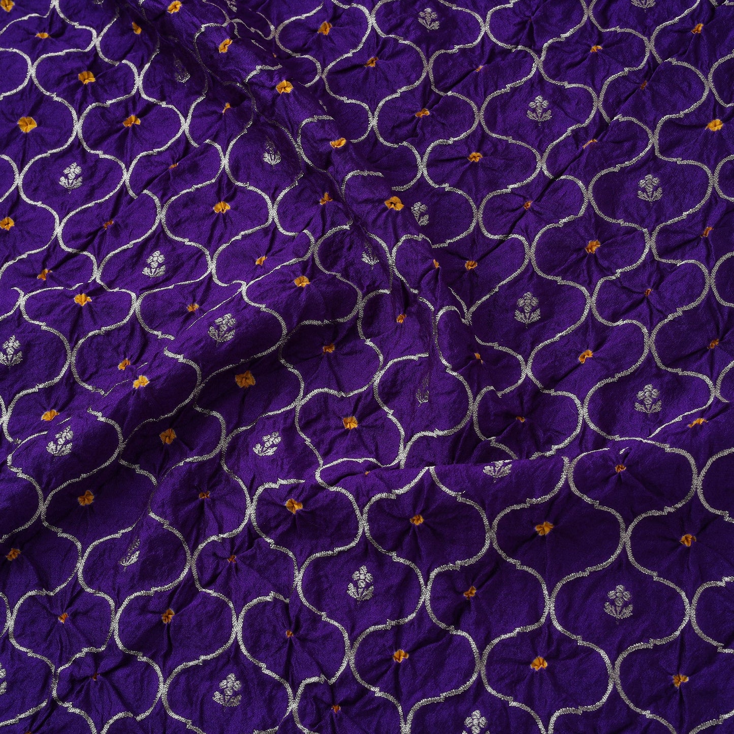 Zari work silk tie-dye bandhani fabric 41 - handcrafted