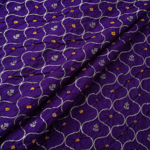 Zari work silk tie-dye bandhani fabric 41 - handcrafted