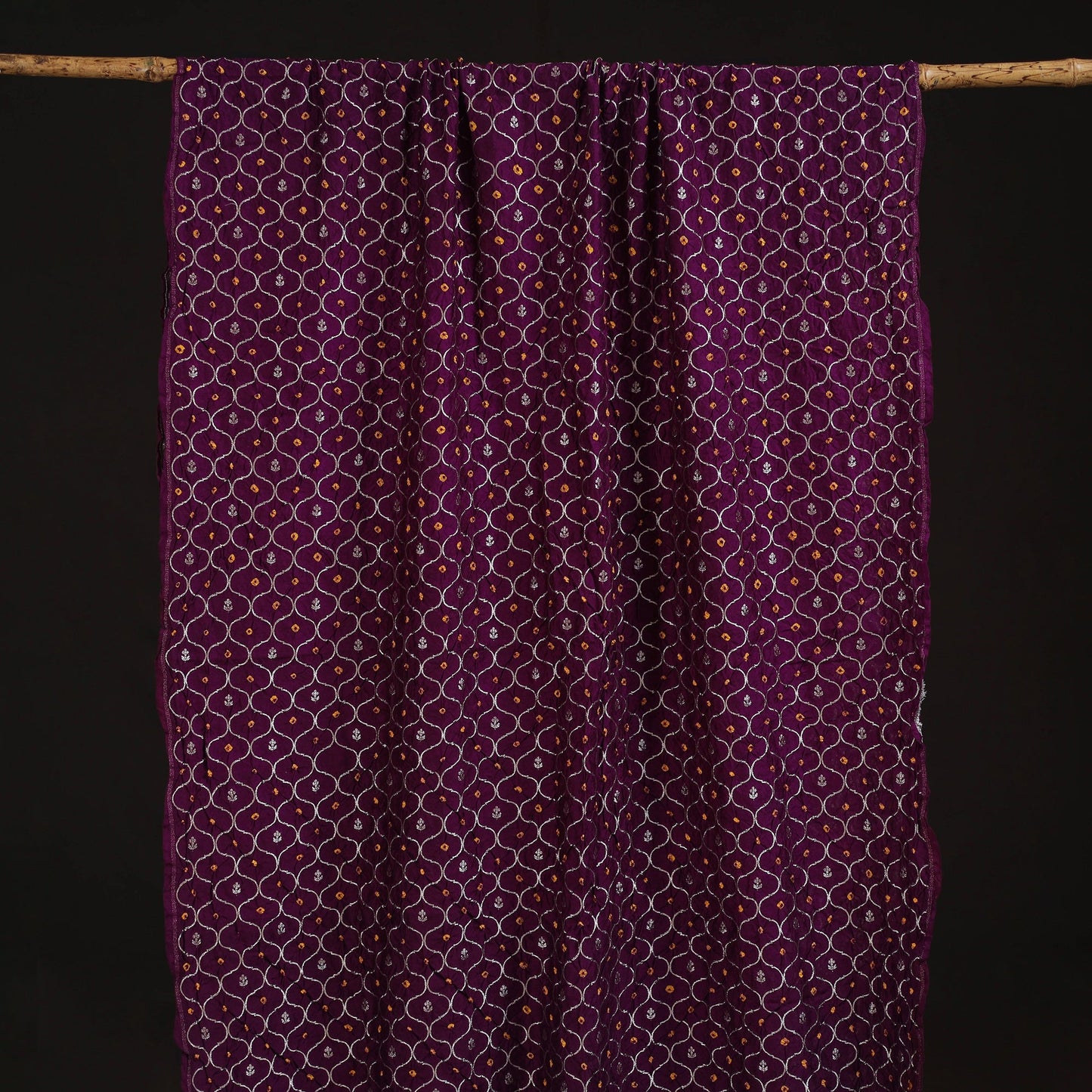 Zari work silk tie-dye bandhani fabric 42 - handcrafted