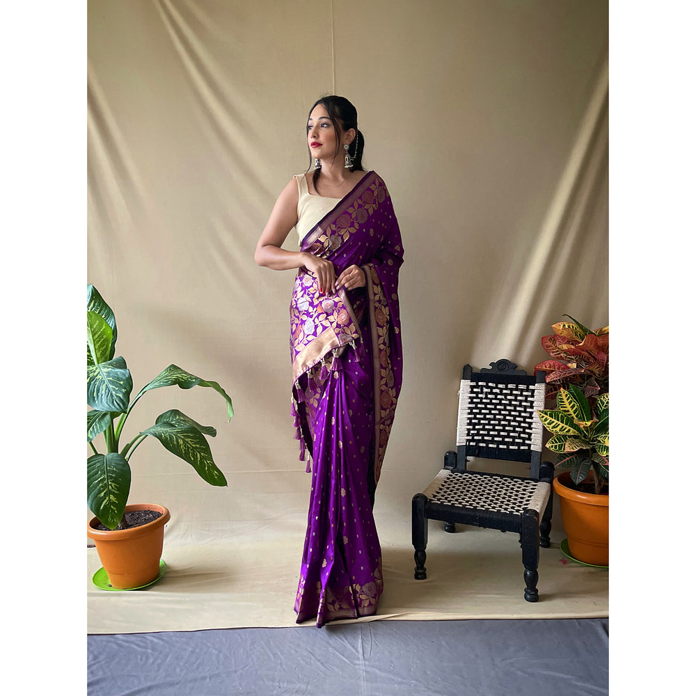 Suhani Purple Soft Silk Handwork Saree