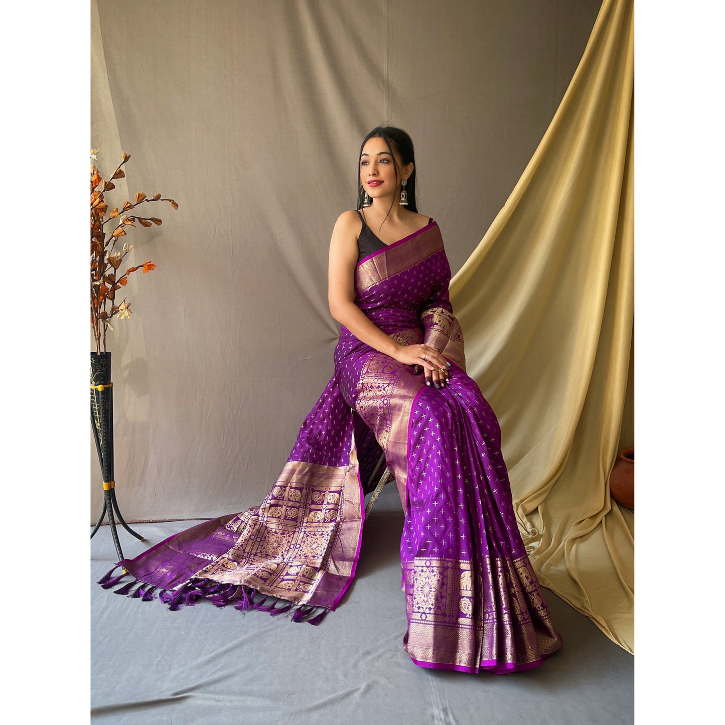 Suhasini Purple Soft Silk Handwork Saree