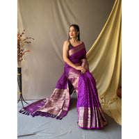 Suhasini Purple Soft Silk Handwork Saree