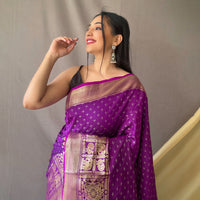 Suhasini Purple Soft Silk Handwork Saree