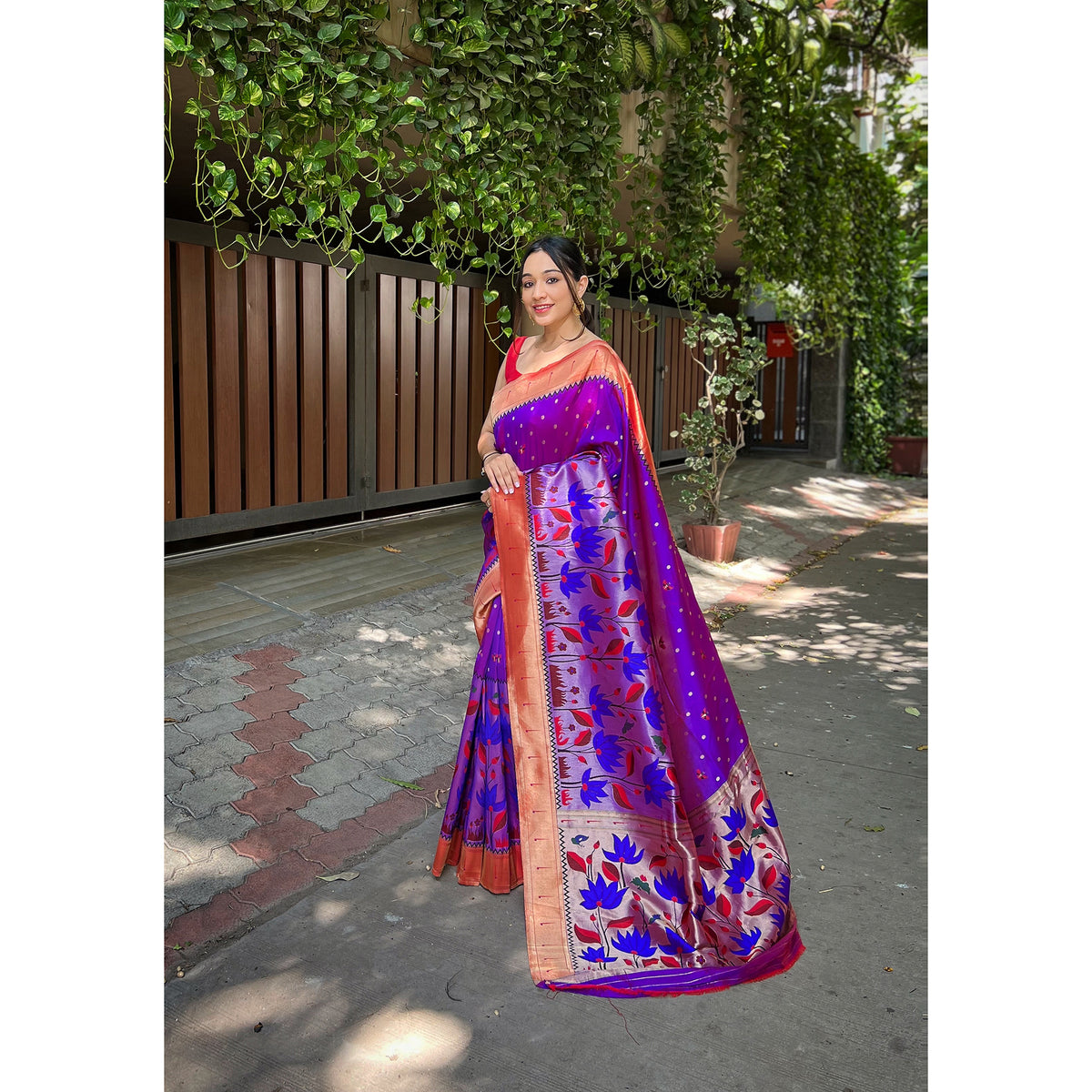 Titli Purple Banarasi Silk Handwork Saree