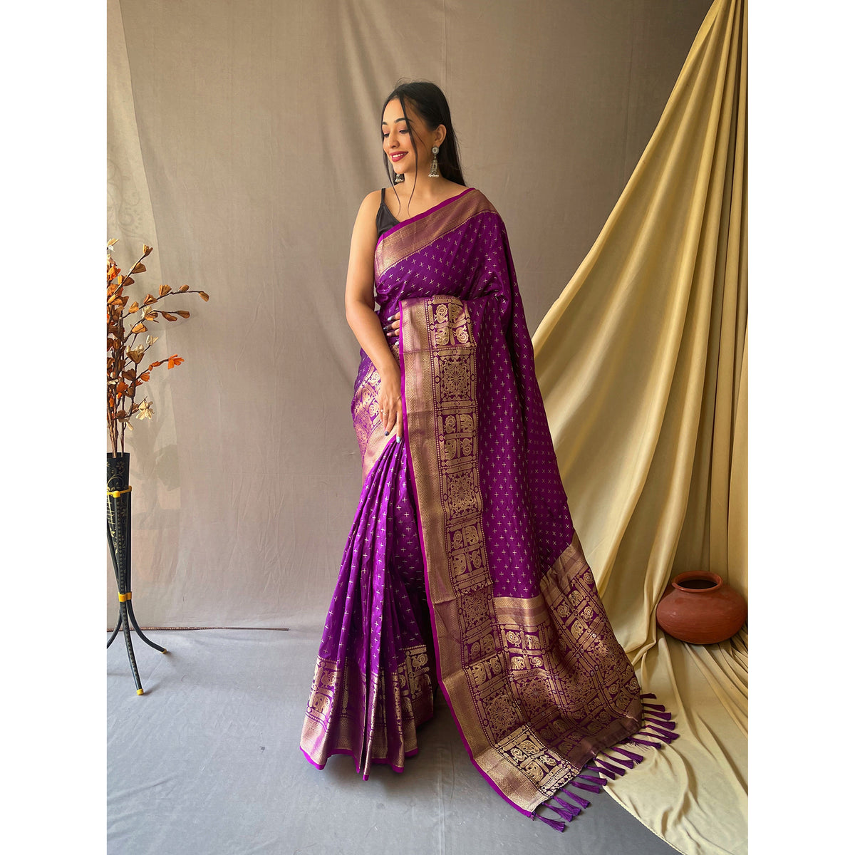 Suhasini Purple Soft Silk Handwork Saree