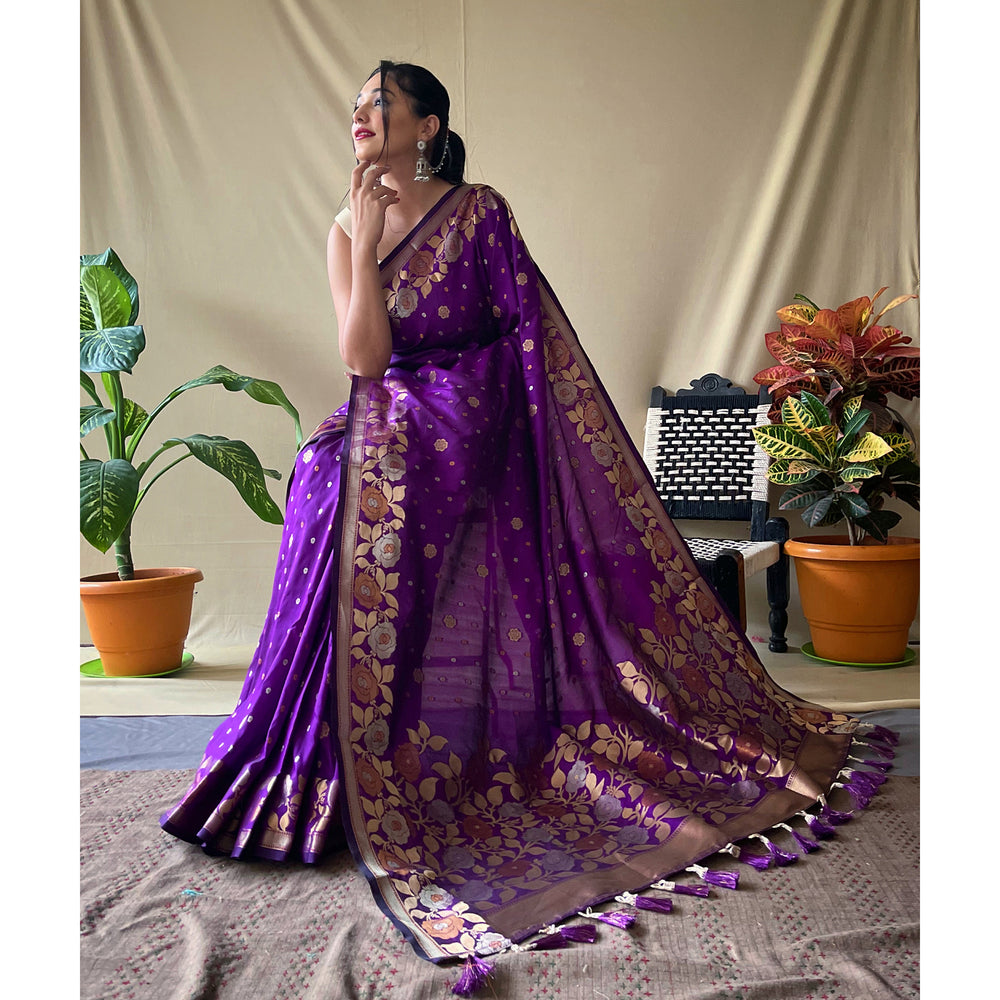 Suhani Purple Soft Silk Handwork Saree