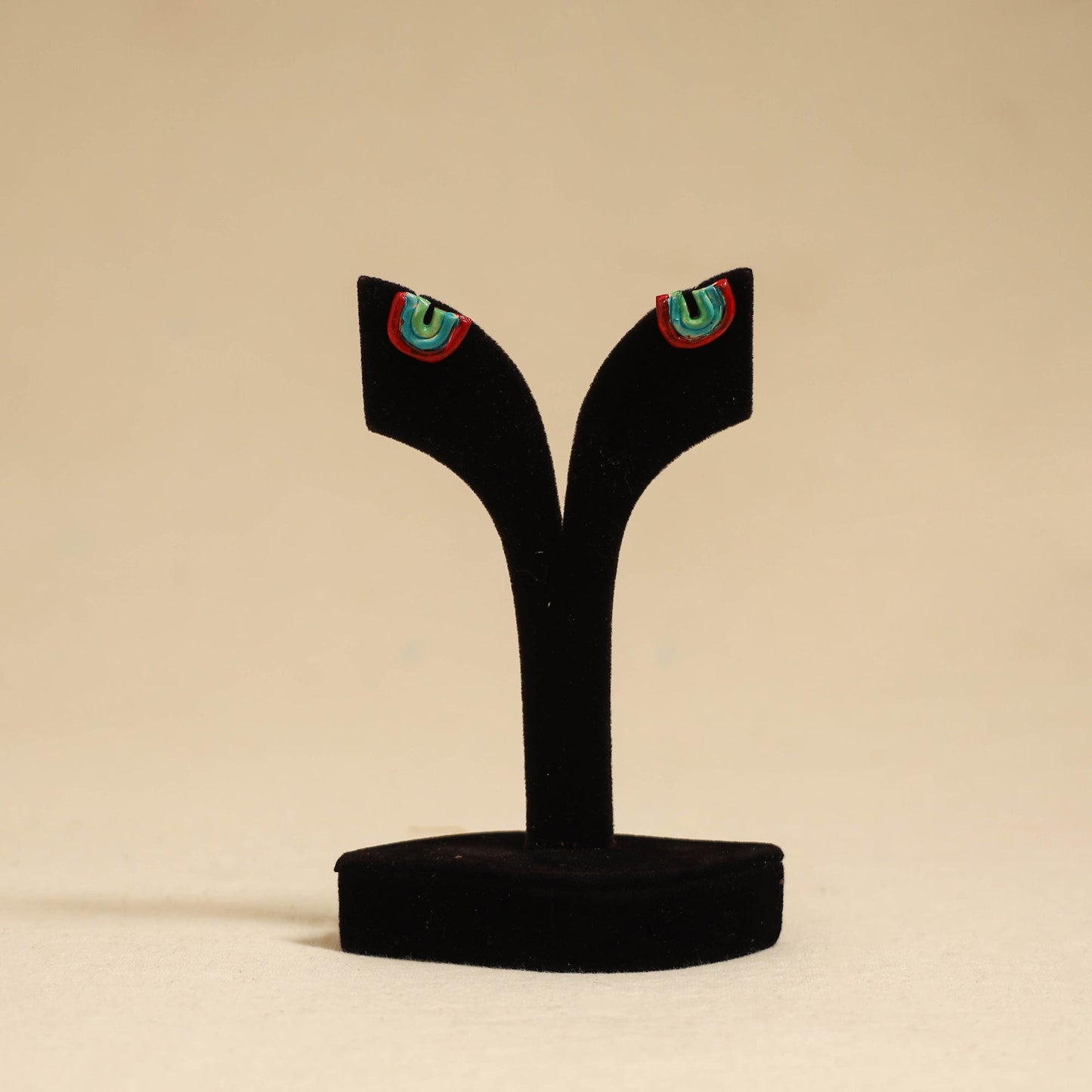 Quirklets handpainted clay stud earrings 50 - handcrafted