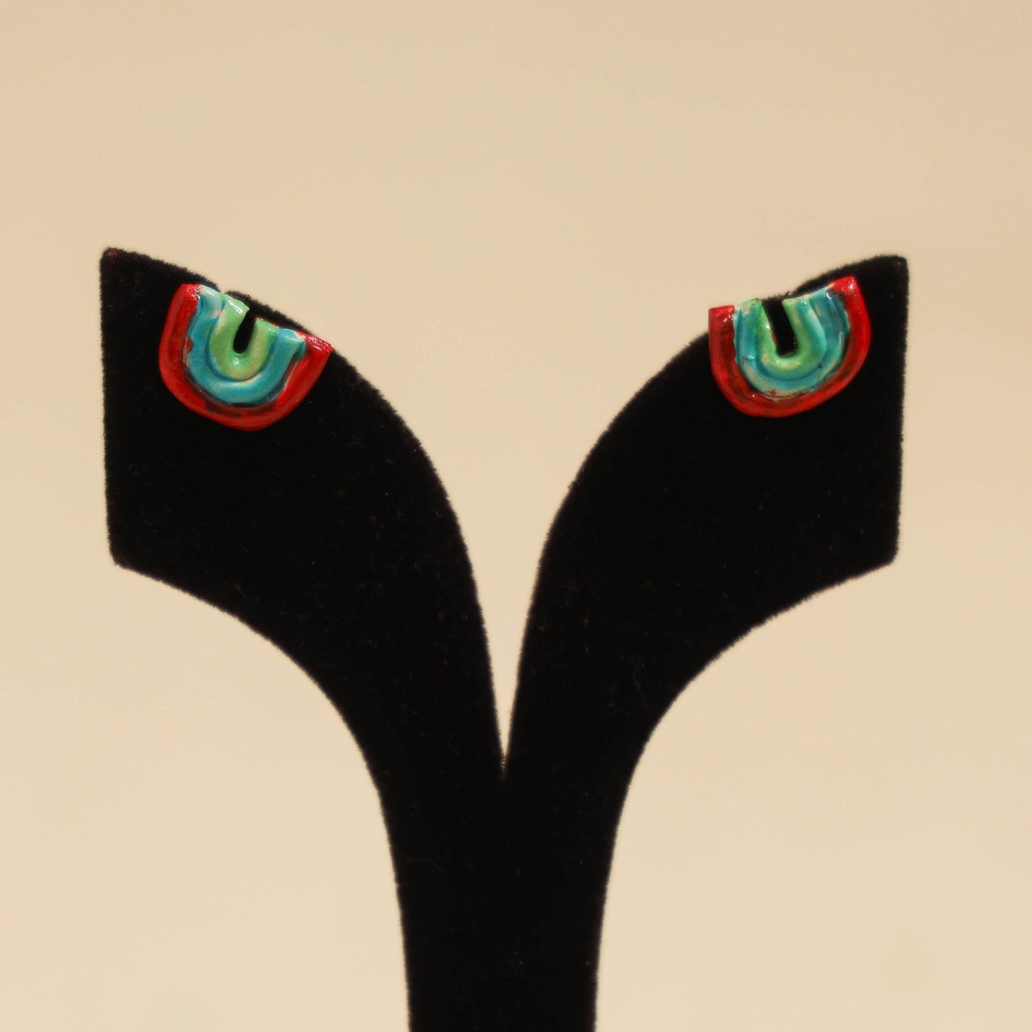 Quirklets handpainted clay stud earrings 50 - handcrafted