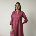 Buy Purple Raha Purple Linen Cotton Plain Kurta