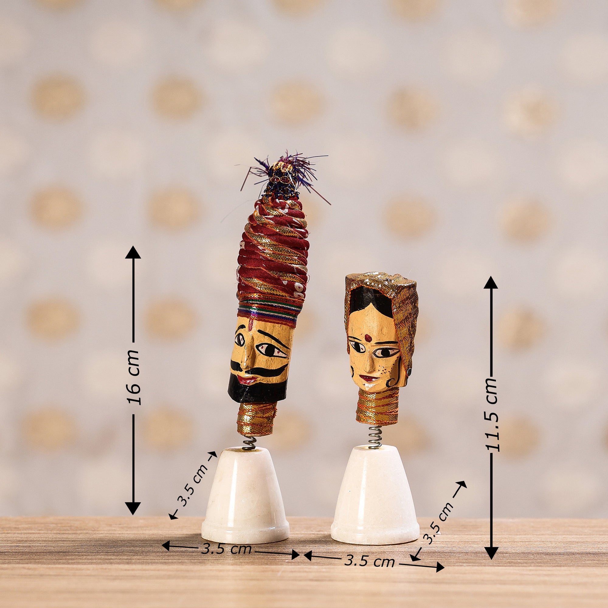  Rajasthani Bobble Head Handmade Puppet / Kathputli 