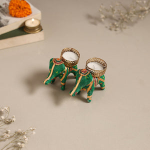 Rajasthani elephant handmade tealight candle holder (set