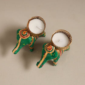 Rajasthani elephant handmade tealight candle holder (set