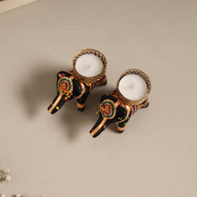 Rajasthani elephant handmade tealight candle holder (set
