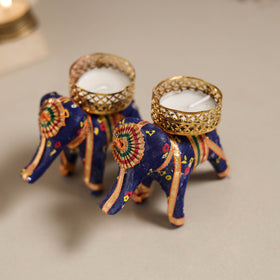 Rajasthani elephant handmade tealight candle holder (set