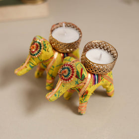 Rajasthani elephant handmade tealight candle holder (set