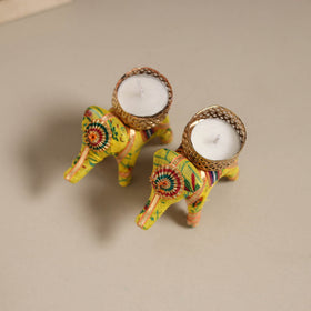 Rajasthani elephant handmade tealight candle holder (set