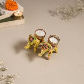 Rajasthani elephant handmade tealight candle holder (set