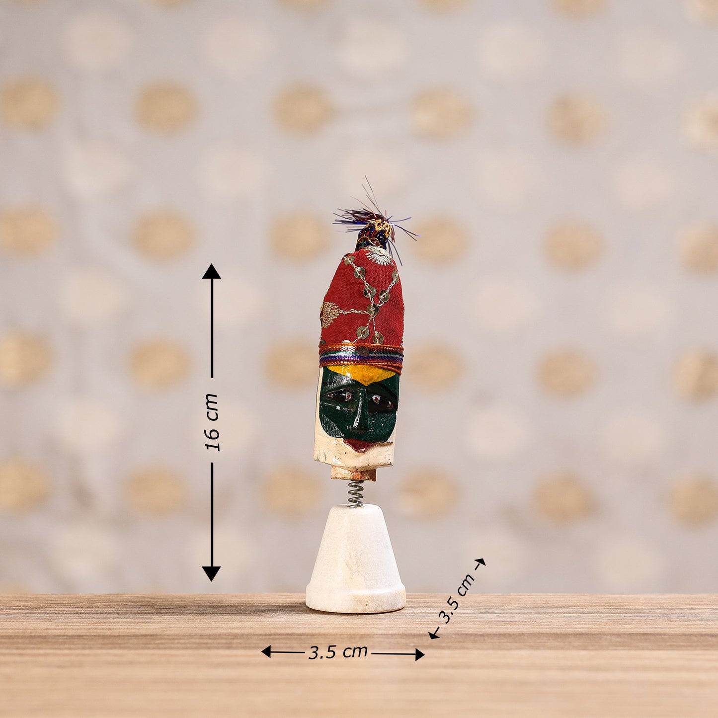  Rajasthani Men Bobble Head Handmade Puppet / Kathputli 