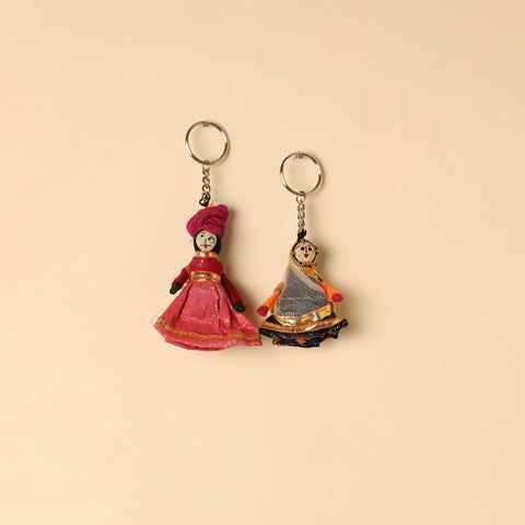  Rajasthani Puppet Couple Handmade Keychain