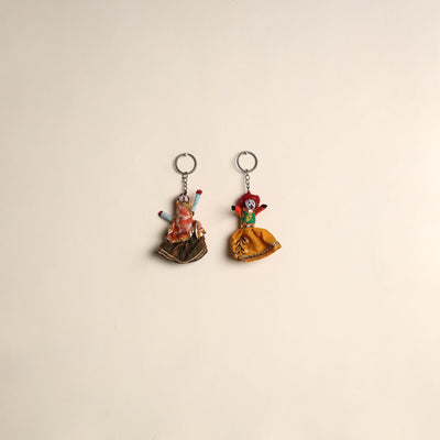 Rajasthani puppet couple handmade keychain (set of 2) 01