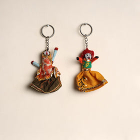 Rajasthani puppet couple handmade keychain (set of 2) 01