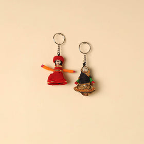  Rajasthani Puppet Couple Handmade Keychain