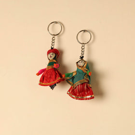  Rajasthani Puppet Couple Handmade Keychain