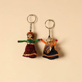  Rajasthani Puppet Couple Handmade Keychain