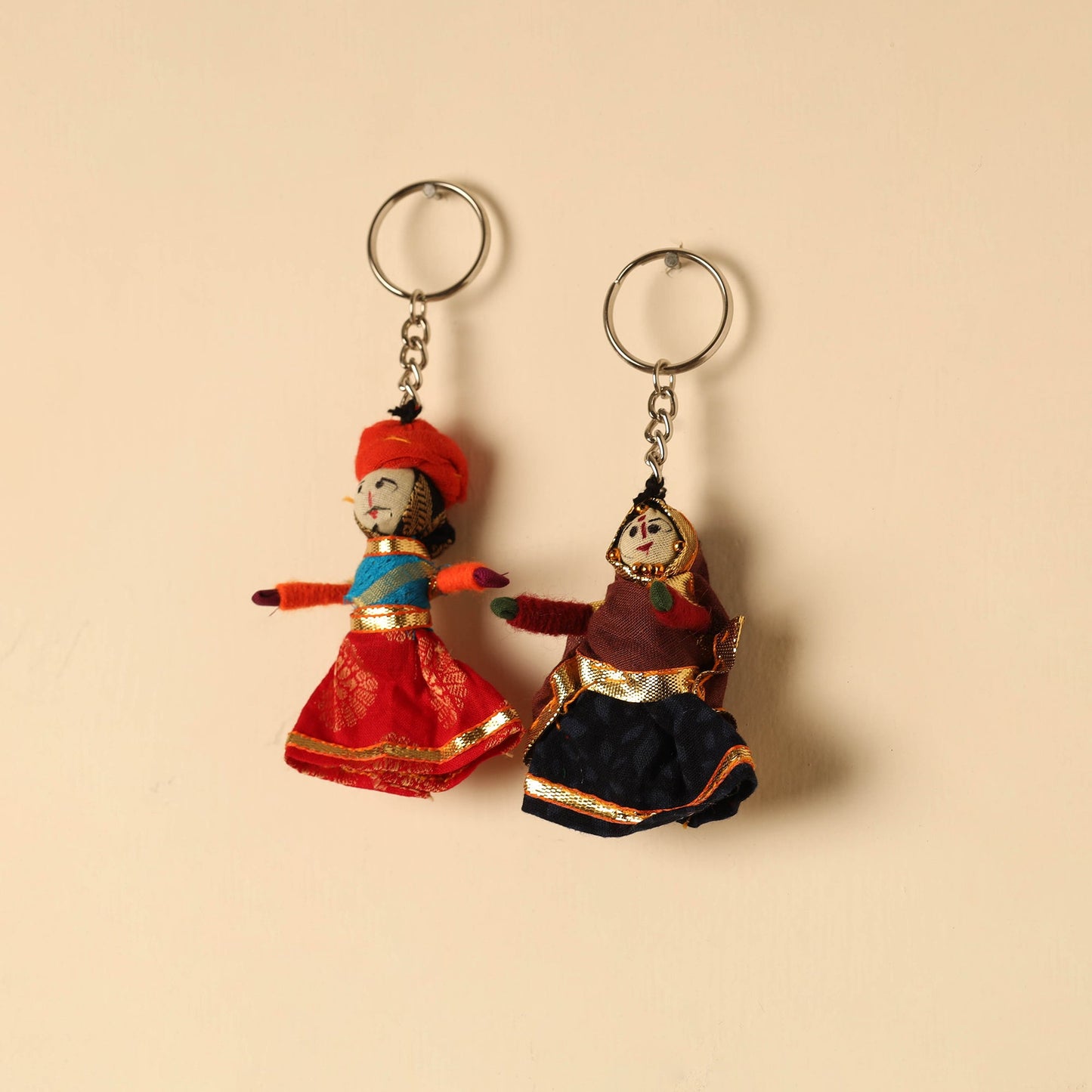  Rajasthani Puppet Couple Handmade Keychain