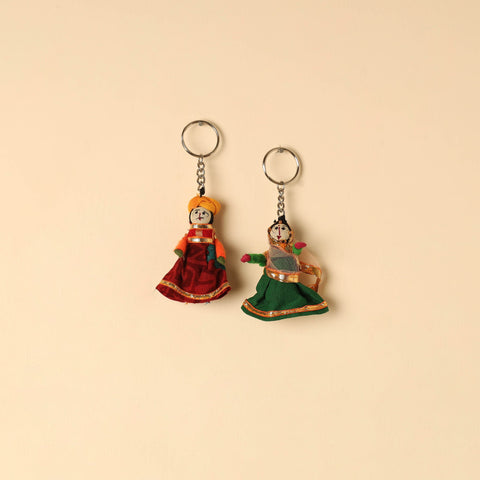  Rajasthani Puppet Couple Handmade Keychain