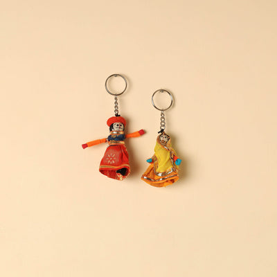  Rajasthani Puppet Couple Handmade Keychain