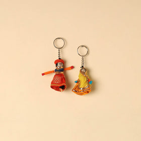  Rajasthani Puppet Couple Handmade Keychain