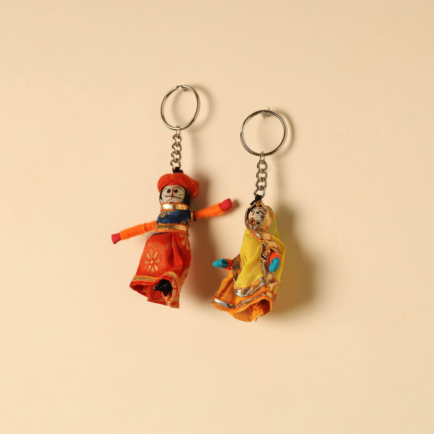  Rajasthani Puppet Couple Handmade Keychain