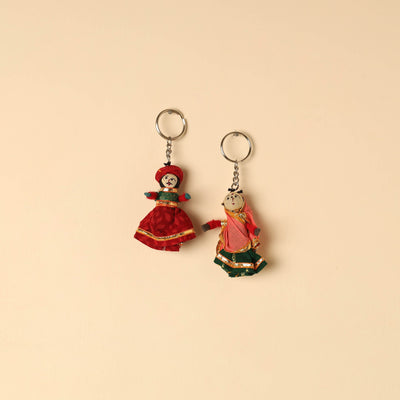 Buy Rajasthani Puppet Couple Handmade Keychain