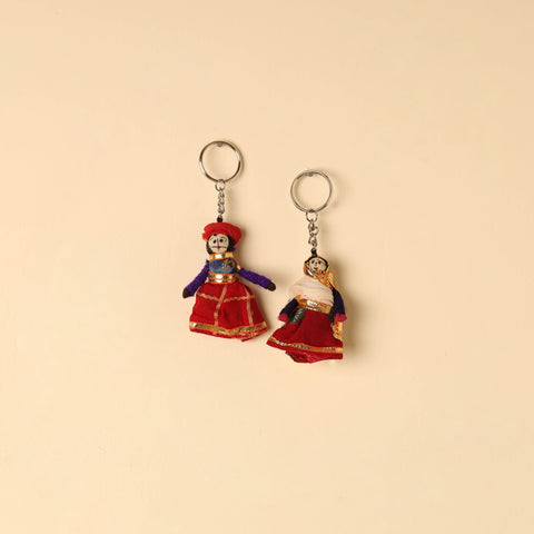  Rajasthani Puppet Couple Handmade Keychain