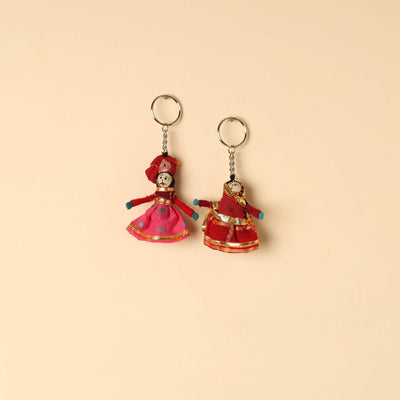  Rajasthani Puppet Couple Handmade Keychain
