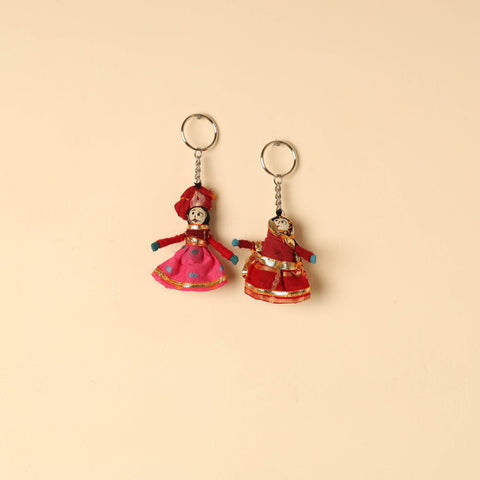  Rajasthani Puppet Couple Handmade Keychain